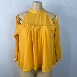 Juniors L.N.V. Cold Shoulder Gold Women’s Long Sleeve Size Juniors Small Top New